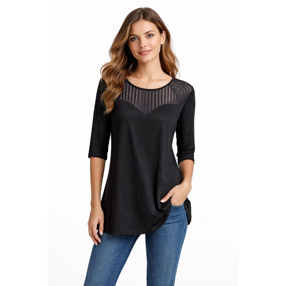 Black Pinkblush Maternity Ribbed 3/4 Sleeve top Medium